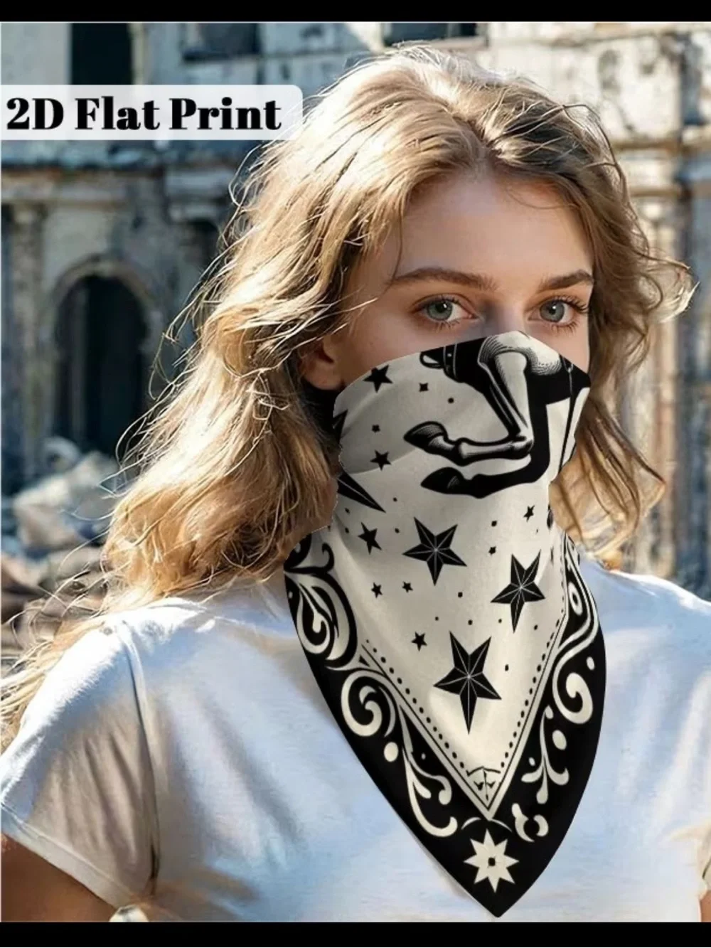 Ride ‘em Cowboy & Horse Graphic Bandana Scarf - Black and White